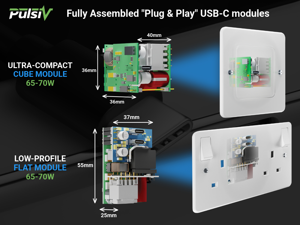 Pulsiv Announces the World’s Lowest Temperature 65-70W USB-C Modules for Installed Applications